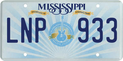MS license plate LNP933