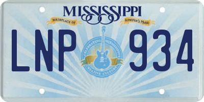 MS license plate LNP934