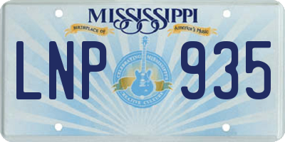 MS license plate LNP935