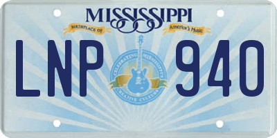 MS license plate LNP940