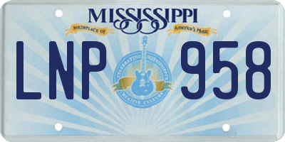 MS license plate LNP958