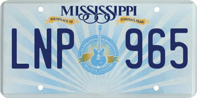 MS license plate LNP965