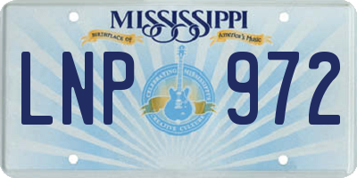 MS license plate LNP972