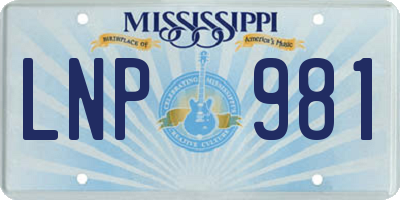 MS license plate LNP981