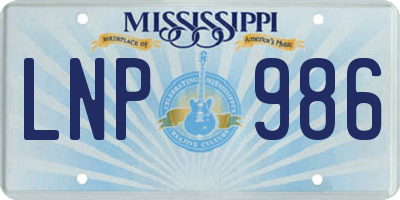 MS license plate LNP986