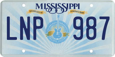 MS license plate LNP987