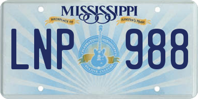 MS license plate LNP988