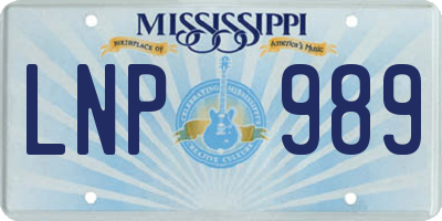 MS license plate LNP989
