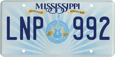MS license plate LNP992