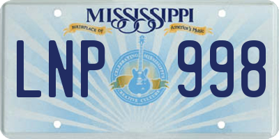 MS license plate LNP998