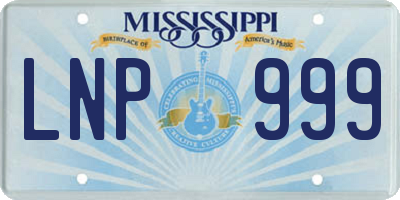 MS license plate LNP999