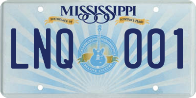 MS license plate LNQ001