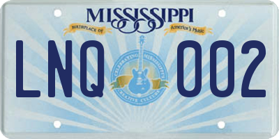 MS license plate LNQ002
