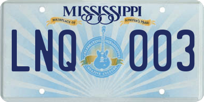 MS license plate LNQ003