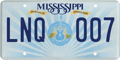 MS license plate LNQ007