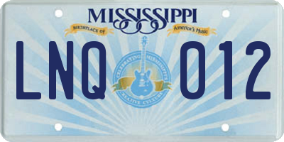MS license plate LNQ012