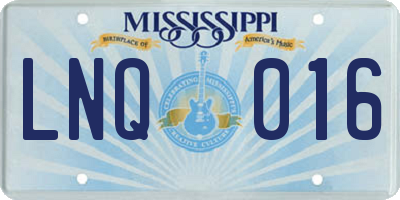 MS license plate LNQ016