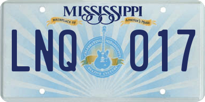 MS license plate LNQ017