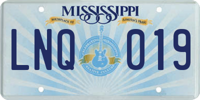 MS license plate LNQ019