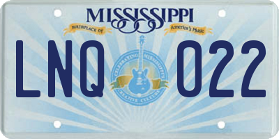 MS license plate LNQ022