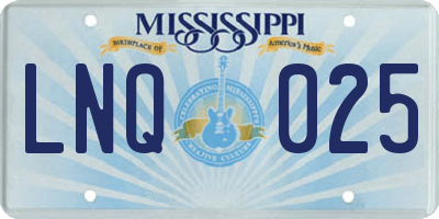 MS license plate LNQ025