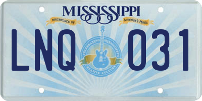 MS license plate LNQ031