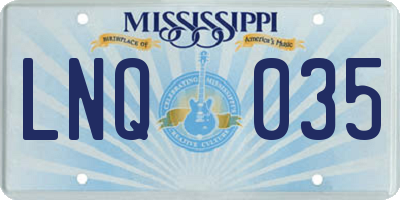 MS license plate LNQ035