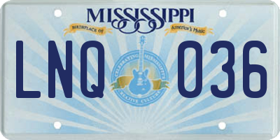 MS license plate LNQ036