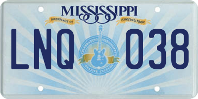 MS license plate LNQ038