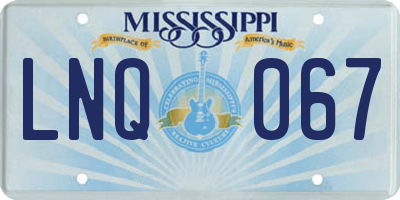 MS license plate LNQ067