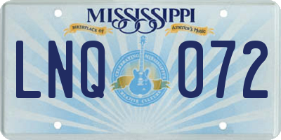 MS license plate LNQ072
