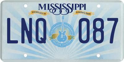 MS license plate LNQ087