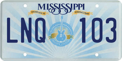 MS license plate LNQ103