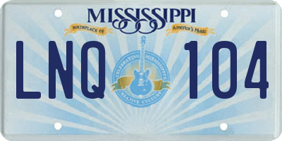 MS license plate LNQ104