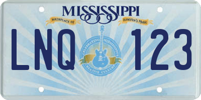 MS license plate LNQ123