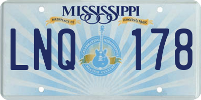 MS license plate LNQ178