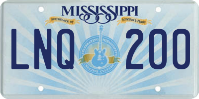 MS license plate LNQ200