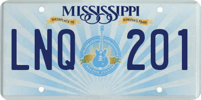 MS license plate LNQ201