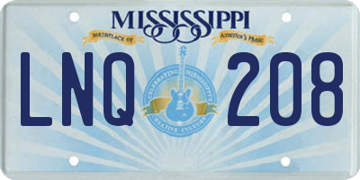 MS license plate LNQ208