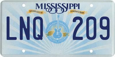 MS license plate LNQ209