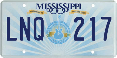 MS license plate LNQ217