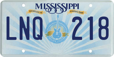 MS license plate LNQ218