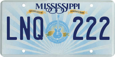MS license plate LNQ222