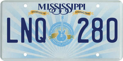 MS license plate LNQ280