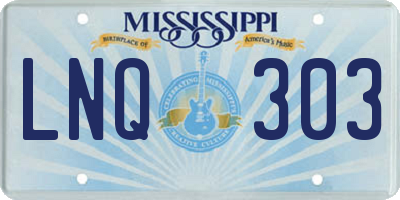MS license plate LNQ303