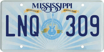 MS license plate LNQ309