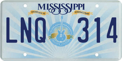 MS license plate LNQ314