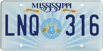 MS license plate LNQ316