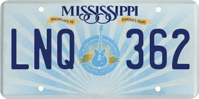 MS license plate LNQ362