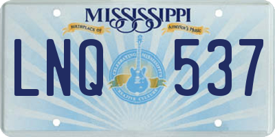MS license plate LNQ537